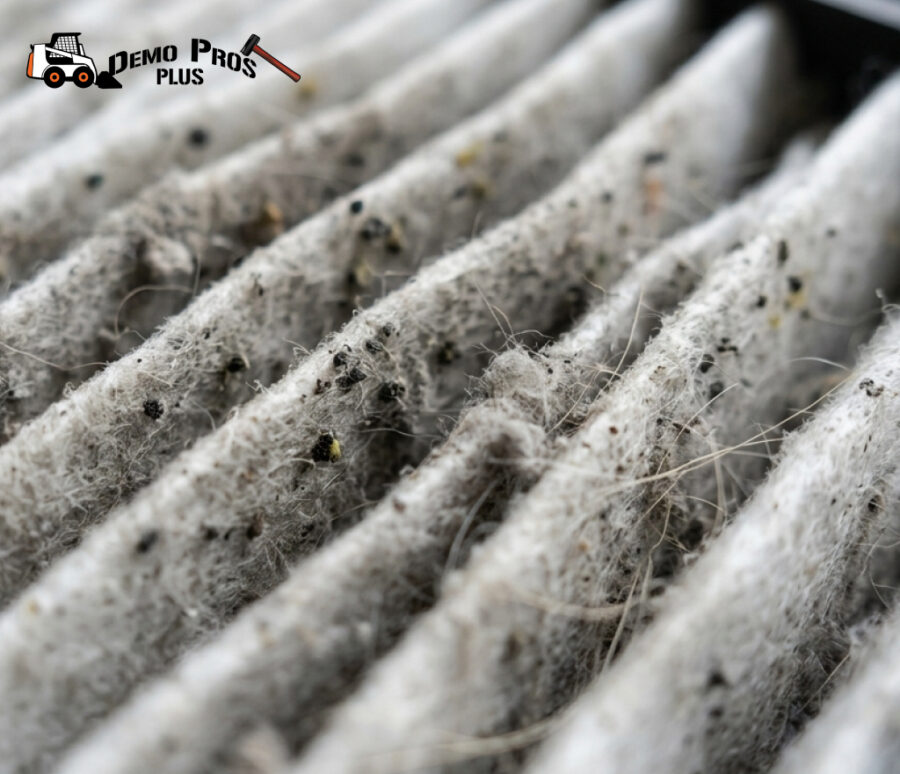 A person wearing blue nitrile gloves wiping a white countertop with a microfiber cloth and a spray bottle labeled soap solution